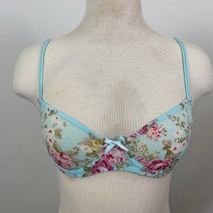 Forever 21 Transparent mesh floral bra